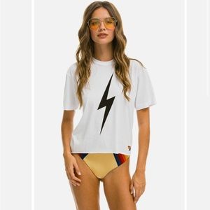 Aviator Nation Bolt Boyfriend Tee White